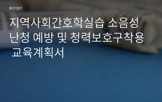 지역사회간호학실습 소음성난청 예방 및 청력보호구착용 교육계획서