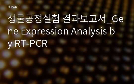생물공정실험 결과보고서_Gene Expression Analysis by RT-PCR