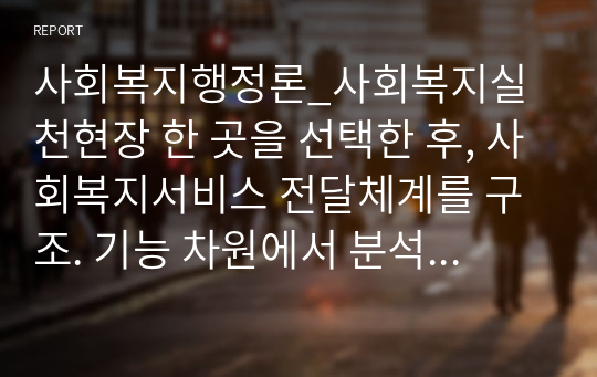 사회복지행정론_사회복지실천현장 한 곳을 선택한 후, 사회복지서비스 전달체계를 구조. 기능 차원에서 분석하고 그 내용을 기술하시오