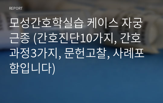 모성간호학실습 케이스 자궁근종 (간호진단10가지, 간호과정3가지, 문헌고찰, 사례포함입니다)