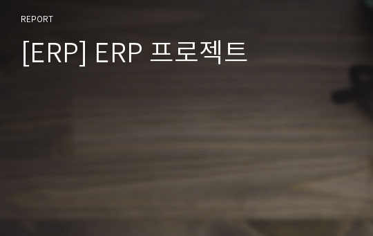 [ERP] ERP 프로젝트