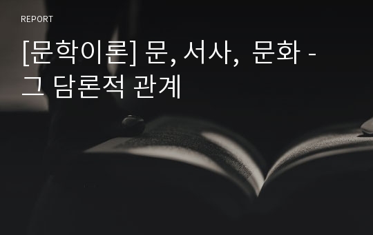 [문학이론] 문, 서사,  문화 - 그 담론적 관계