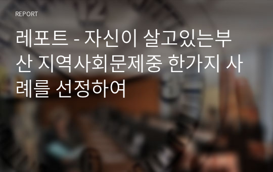 레포트 - 자신이 살고있는부산 지역사회문제중 한가지 사례를 선정하여