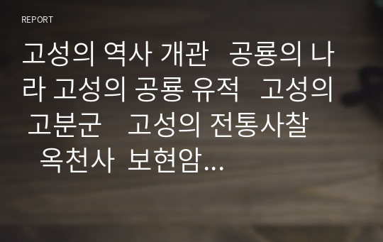 고성의 역사 개관   공룡의 나라 고성의 공룡 유적   고성의 고분군    고성의 전통사찰      옥천사  보현암  문수암    학동마을