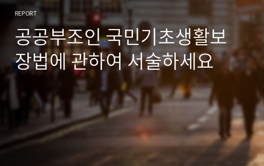 공공부조인 국민기초생활보장법에 관하여 서술하세요