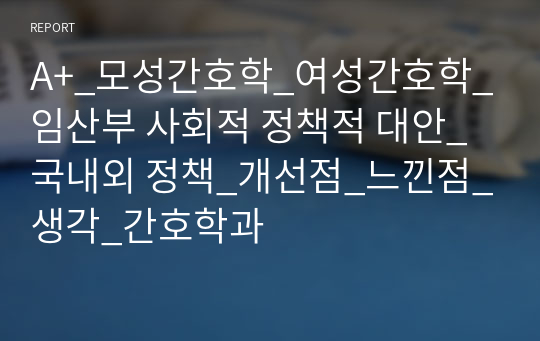 A+_모성간호학_여성간호학_임산부 사회적 정책적 대안_국내외 정책_개선점_느낀점_생각_간호학과