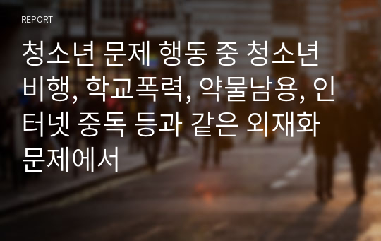 청소년 문제 행동 중 청소년 비행, 학교폭력, 약물남용, 인터넷 중독 등과 같은 외재화 문제에서