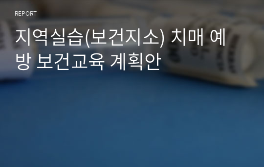 지역실습(보건지소) 치매 예방 보건교육 계획안