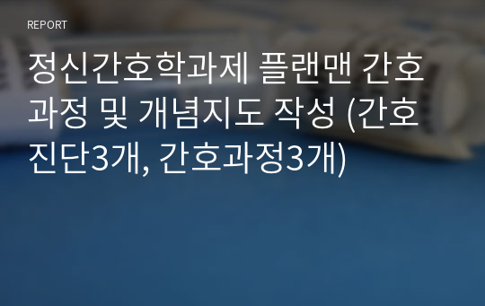 정신간호학과제 플랜맨 간호과정 및 개념지도 작성 (간호진단3개, 간호과정3개)