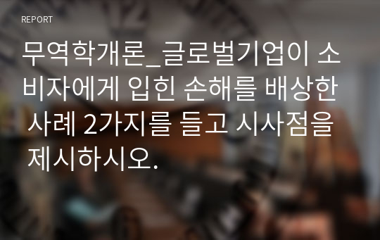 무역학개론_글로벌기업이 소비자에게 입힌 손해를 배상한 사례 2가지를 들고 시사점을 제시하시오.