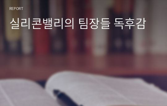 실리콘밸리의 팀장들 독후감