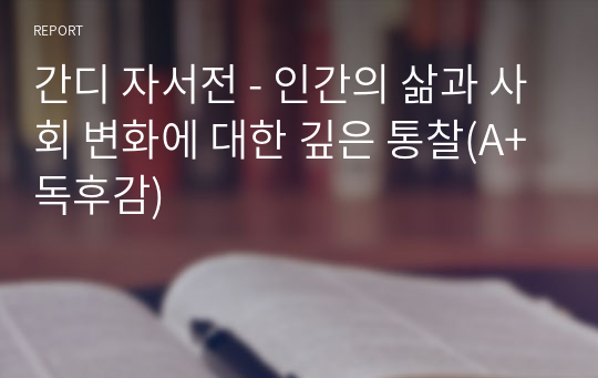 간디 자서전 - 인간의 삶과 사회 변화에 대한 깊은 통찰(A+독후감)