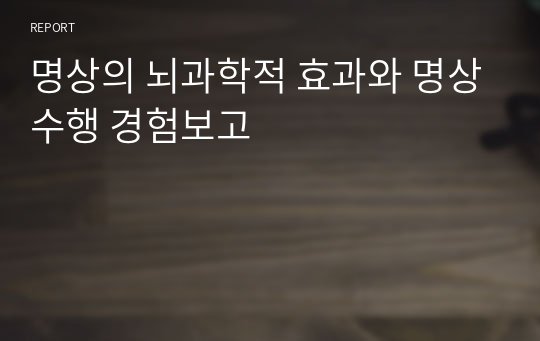 명상의 뇌과학적 효과와 명상수행 경험보고