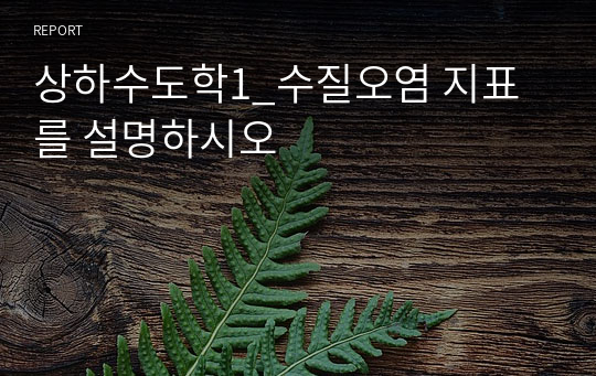 상하수도학1_수질오염 지표를 설명하시오