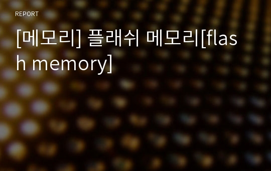 [메모리] 플래쉬 메모리[flash memory]