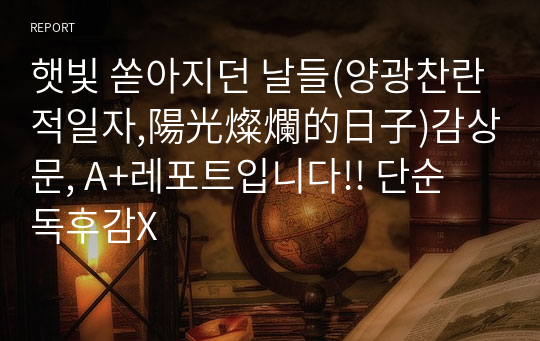 햇빛 쏟아지던 날들(양광찬란적일자,陽光燦爛的日子)감상문, A+레포트입니다!! 단순 독후감X