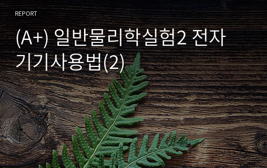 (A+) 일반물리학실험2 전자기기사용법(2)