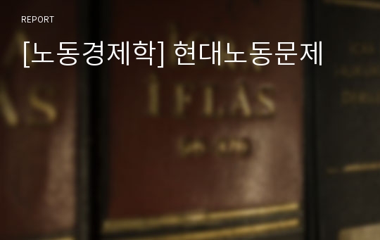 [노동경제학] 현대노동문제