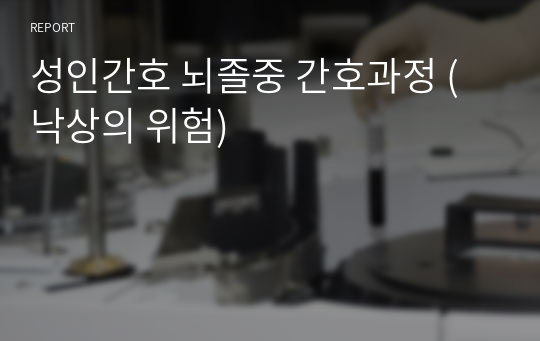 성인간호 뇌졸중 간호과정 (낙상의 위험)