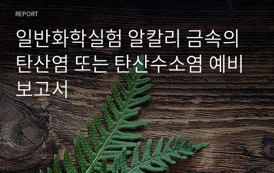 일반화학실험 알칼리 금속의 탄산염 또는 탄산수소염 예비보고서