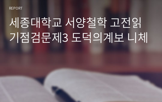 세종대학교 서양철학 고전읽기점검문제3 도덕의계보 니체