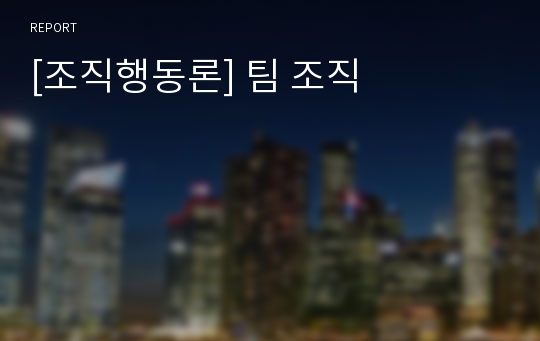 [조직행동론] 팀 조직