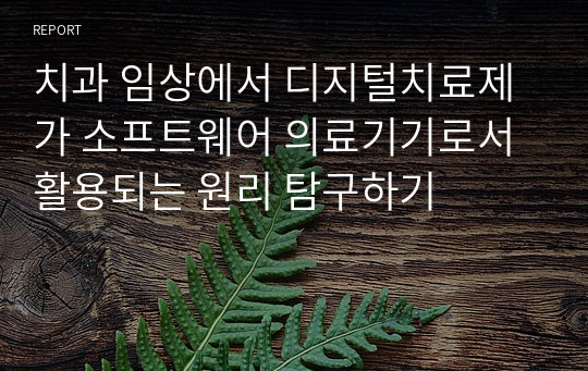 &lt;현역의대생&gt; 디지털치료제의 활용원리_탐구보고서_의학(세특)