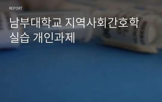 남부대학교 지역사회간호학 실습 개인과제