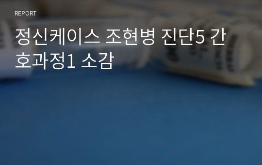 정신케이스 조현병 진단5 간호과정1 소감