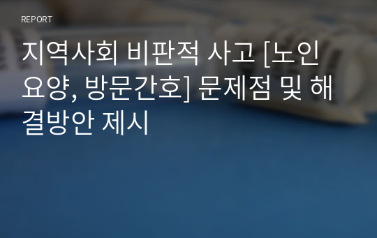 지역사회 비판적 사고 [노인요양, 방문간호] 문제점 및 해결방안 제시