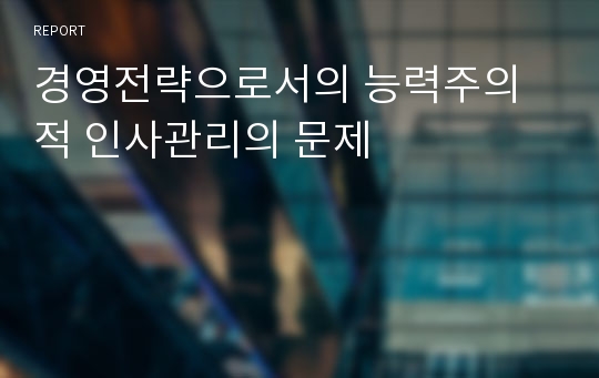 경영전략으로서의 능력주의적 인사관리의 문제