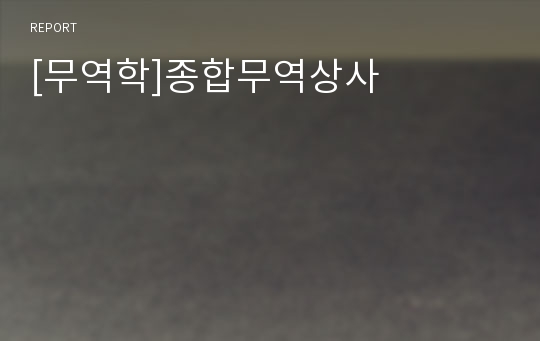 [무역학]종합무역상사