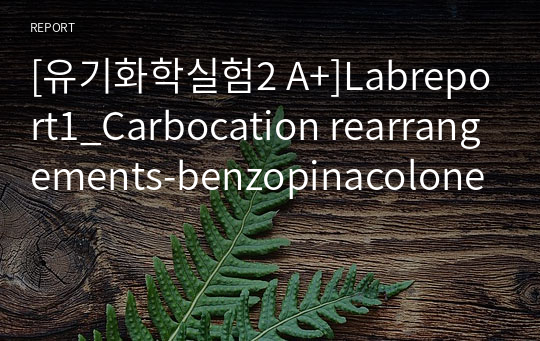 [유기화학실험2 A+]Labreport1_Carbocation rearrangements-benzopinacolone