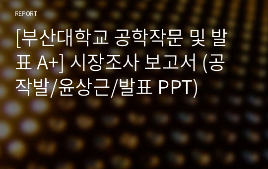 [부산대학교 공학작문 및 발표 A+] 시장조사 보고서 (공작발/윤상근/발표 PPT)