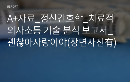 A+자료_정신간호학_치료적의사소통 기술 분석 보고서_괜찮아사랑이야(장면사진有)