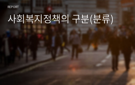 사회복지정책의 구분(분류)