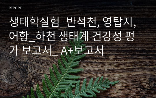 생태학실험_반석천, 영탑지, 어항_하천 생태계 건강성 평가 보고서_ A+보고서