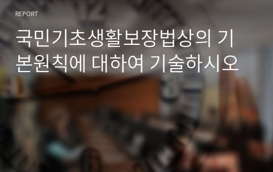 국민기초생활보장법상의 기본원칙에 대하여 기술하시오