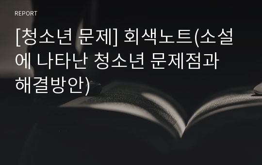 [청소년 문제] 회색노트(소설에 나타난 청소년 문제점과 해결방안)