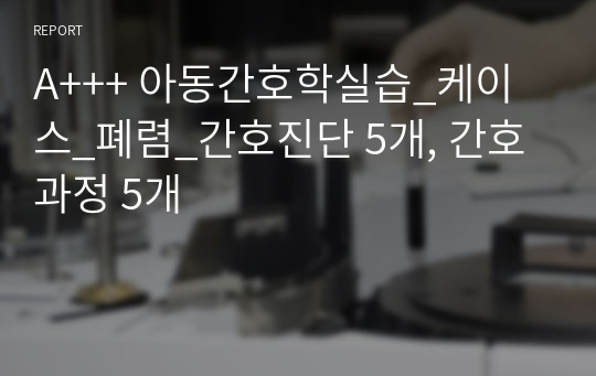 A+++ 아동간호학실습_케이스_폐렴_간호진단 5개, 간호과정 5개