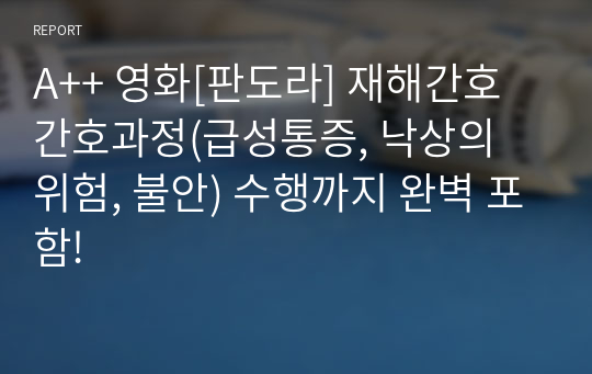 A++ 영화[판도라] 재해간호 간호과정(급성통증, 낙상의 위험, 불안) 수행까지 완벽 포함!