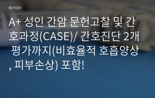 A+ 성인 간암 문헌고찰 및 간호과정(CASE)/ 간호진단 2개 평가까지(비효율적 호흡양상, 피부손상) 포함!