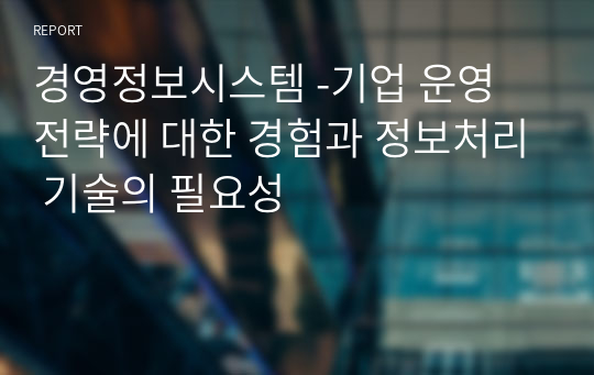 경영정보시스템 -기업 운영 전략에 대한 경험과 정보처리 기술의 필요성