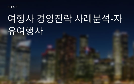 여행사 경영전략 사례분석-자유여행사