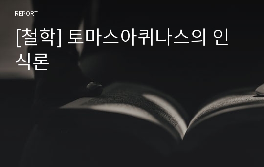 [철학] 토마스아퀴나스의 인식론