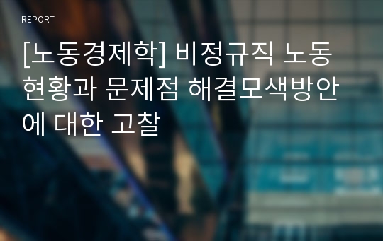 [노동경제학] 비정규직 노동현황과 문제점 해결모색방안에 대한 고찰