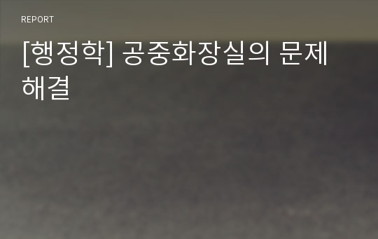 [행정학] 공중화장실의 문제해결