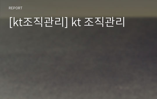 [kt조직관리] kt 조직관리