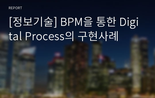 [정보기술] BPM을 통한 Digital Process의 구현사례