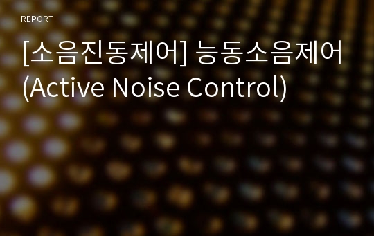 [소음진동제어] 능동소음제어(Active Noise Control)